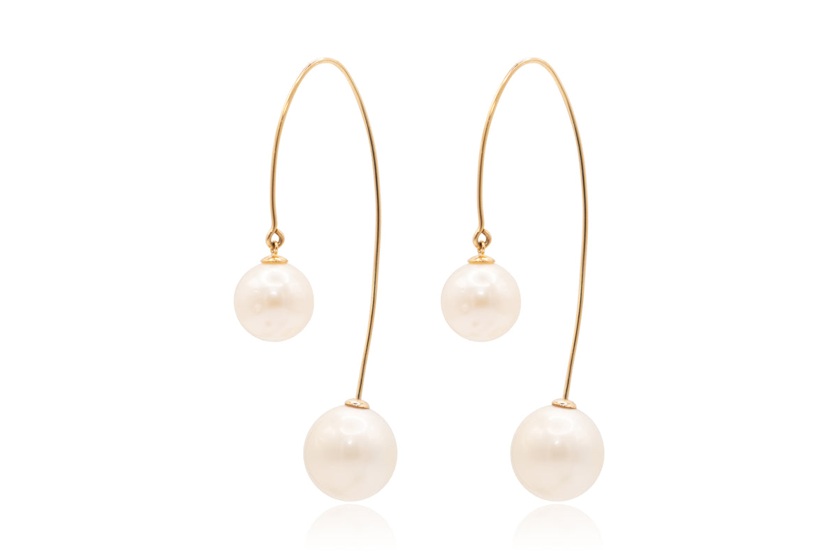 South Sea White Pearl Drop Earrings 18Kt