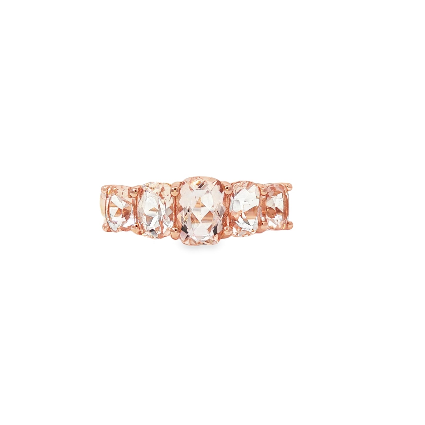 Rose Gold Ring with Pink Morganite Gemstones 14Kt