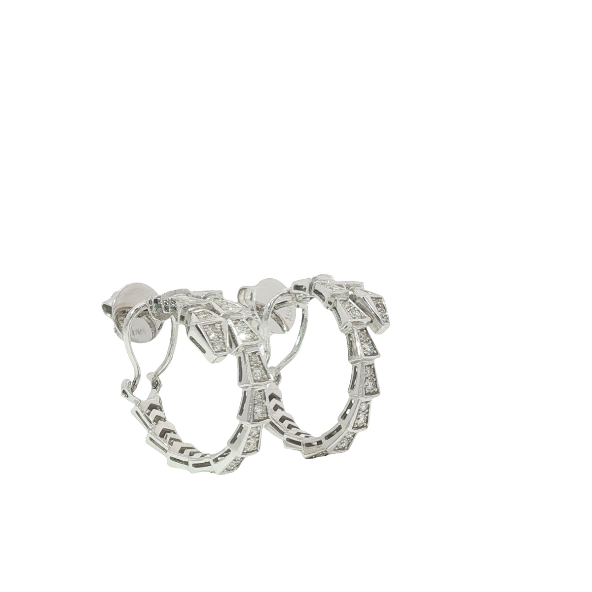 Serpentine Hoops Earring in White Gold 18Kt