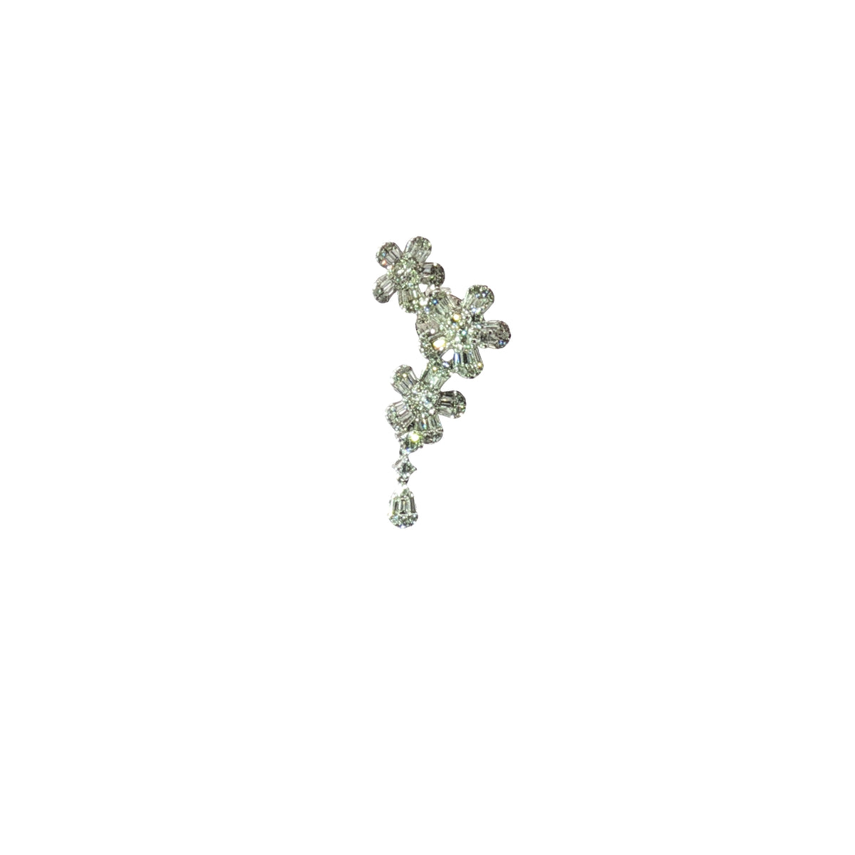 White Gold Floral Diamond Ear Crawlers 18k