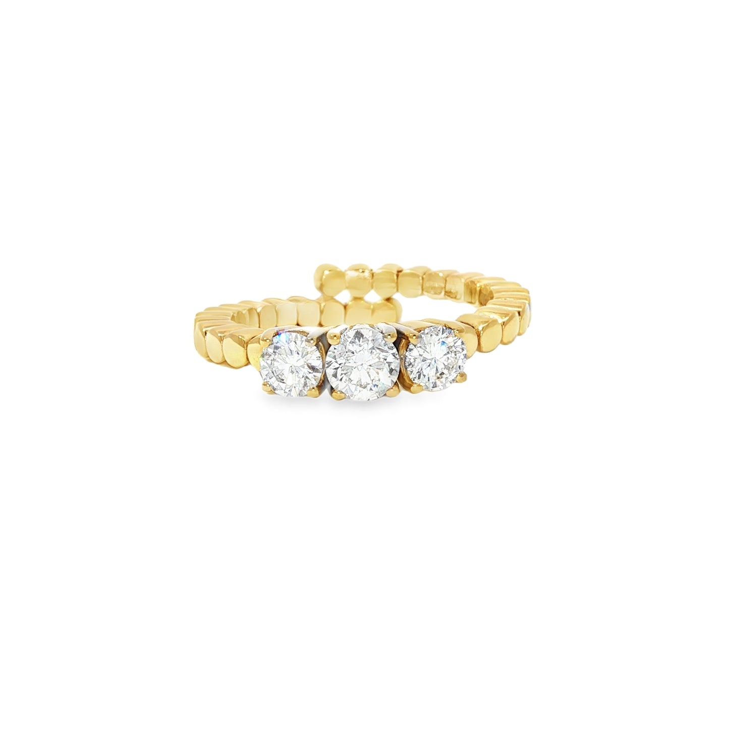 Yellow Gold 3 Brilliant Cut Diamonds Adjustable Ring 18KT
