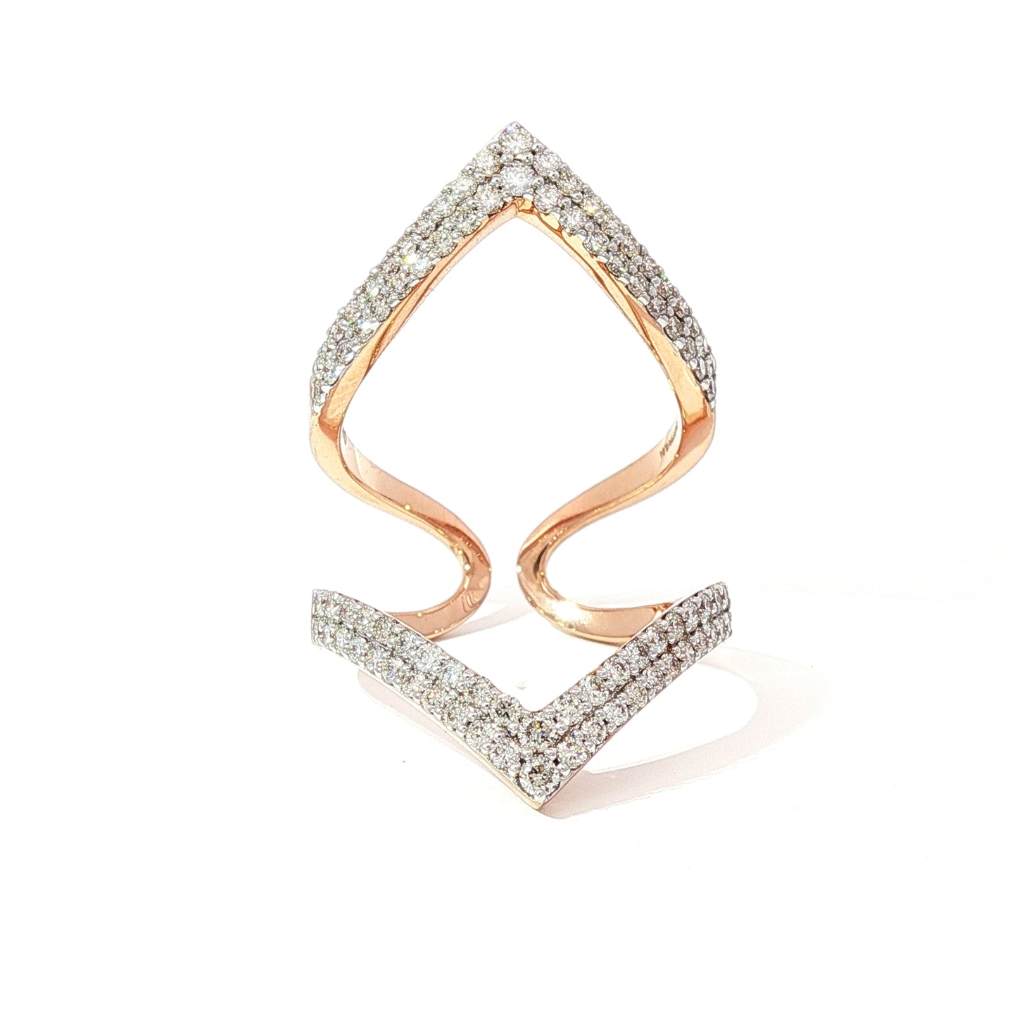 Diamond Encrusted Rose Gold Cocktail Ring 18Kt