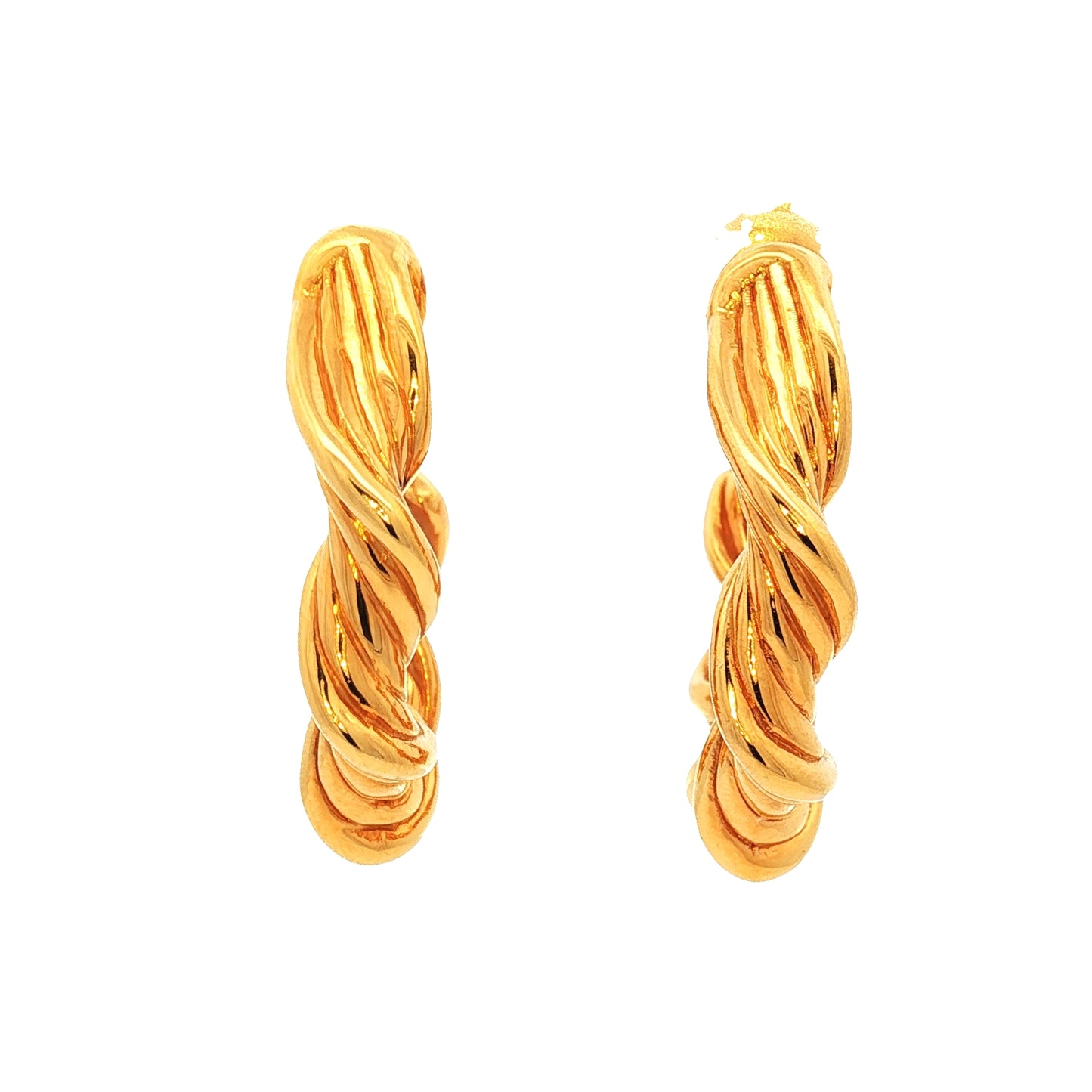 Twist Hoop Earrings in 22Kt Yellow Gold