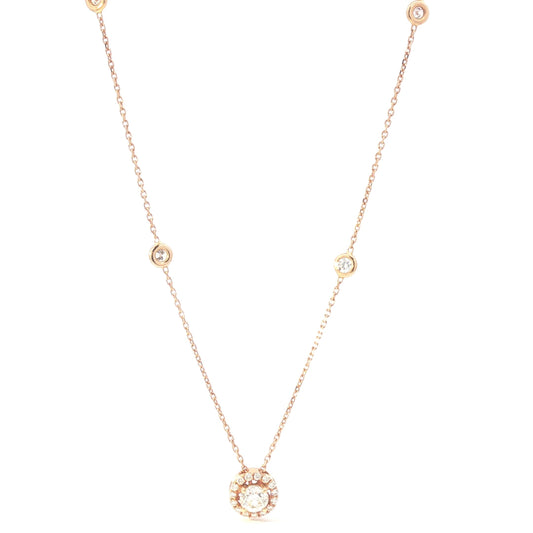 18kt Yellow Gold Diamond pendant chain with halo setting