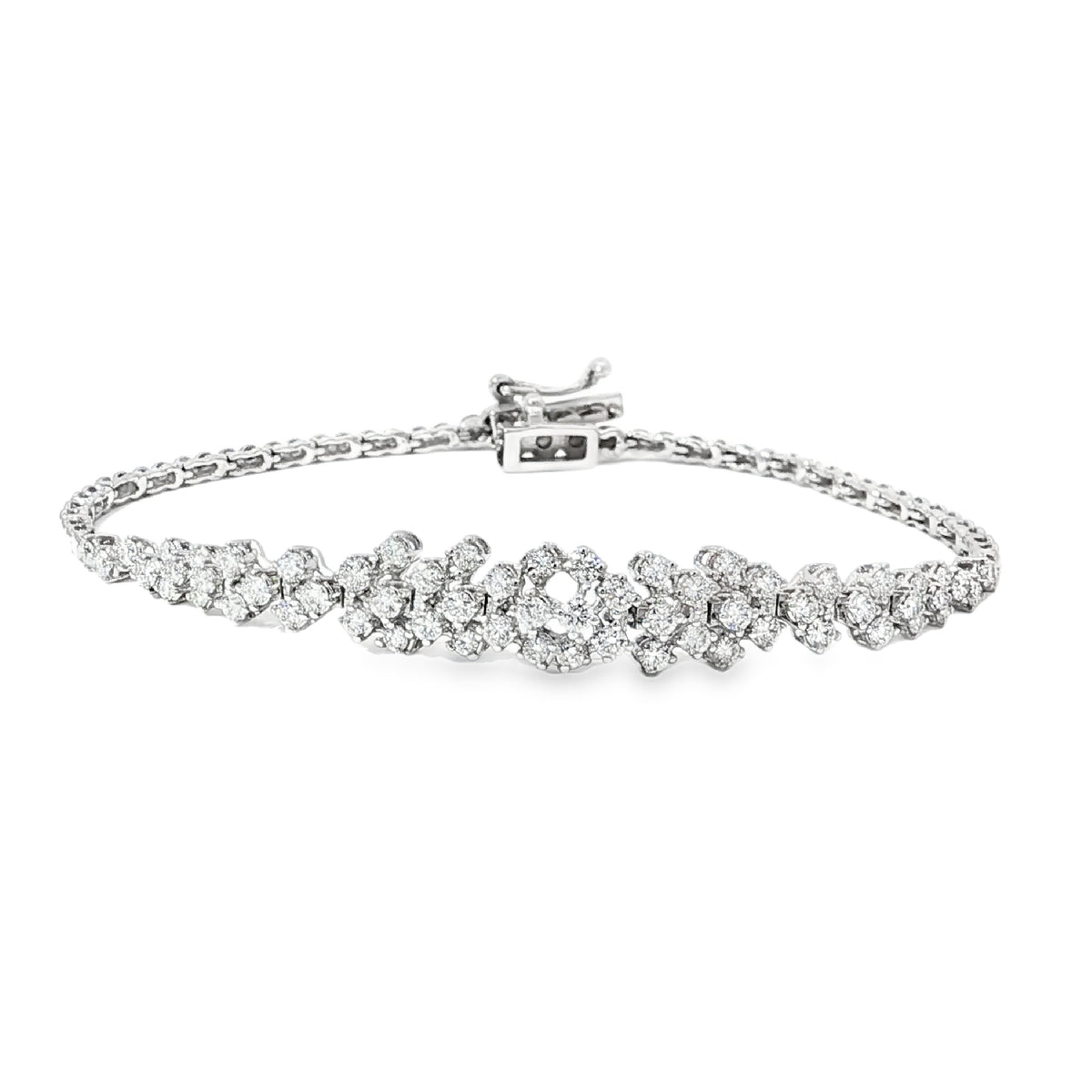 3D Design Diamond Bracelet White Gold 18KT