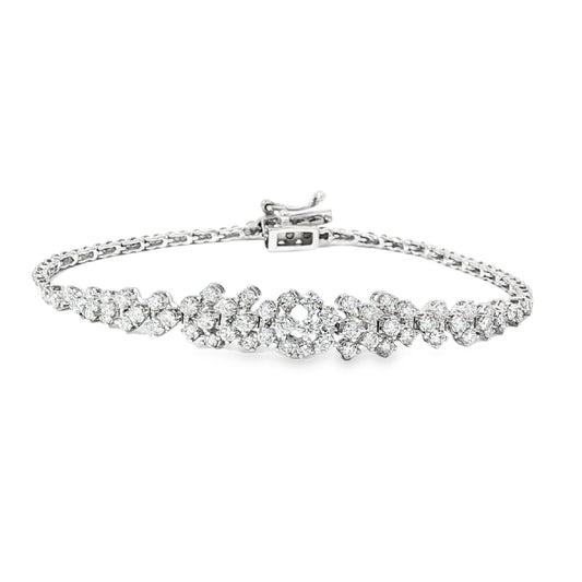 3D Design Diamond Bracelet White Gold 18KT