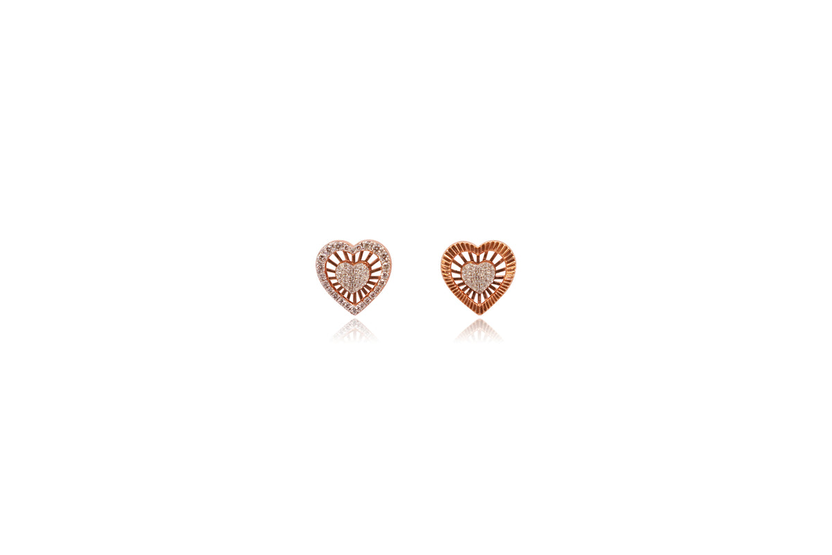 7-Way Heart Interchangeable Diamond Earrings in 18Kt Rose Gold