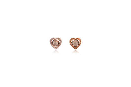 7-Way Heart Interchangeable Diamond Earrings in 18Kt Rose Gold