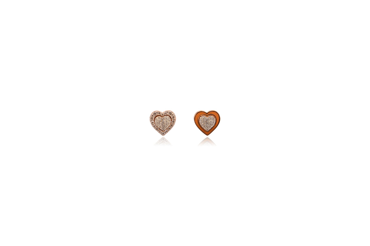 7-Way Heart Interchangeable Diamond Earrings in 18Kt Rose Gold
