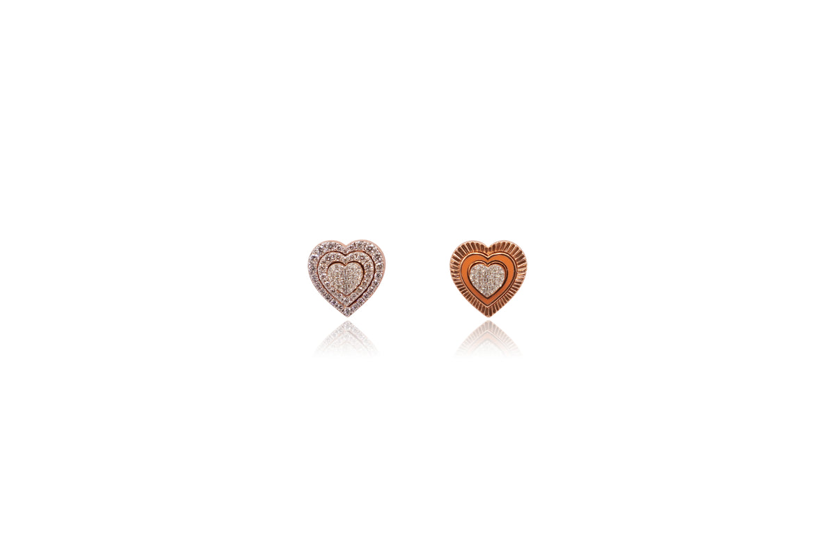 7-Way Heart Interchangeable Diamond Earrings in 18Kt Rose Gold