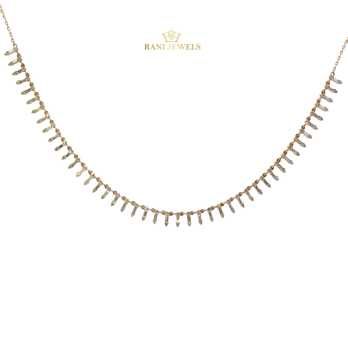 Baguette Diamond Fringe Necklace in Yellow Gold