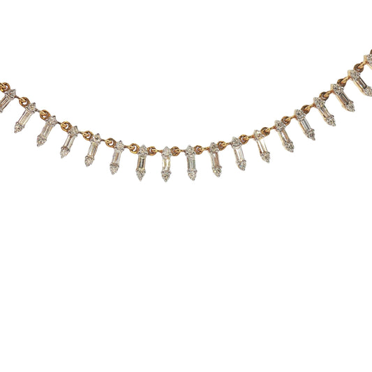 Baguette Diamond Fringe Necklace in Yellow Gold
