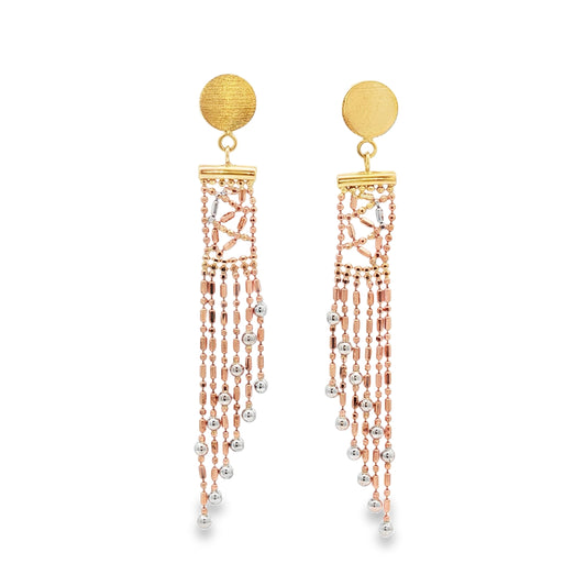 Cascading Chain Dangle Earrings in 18Kt Gold