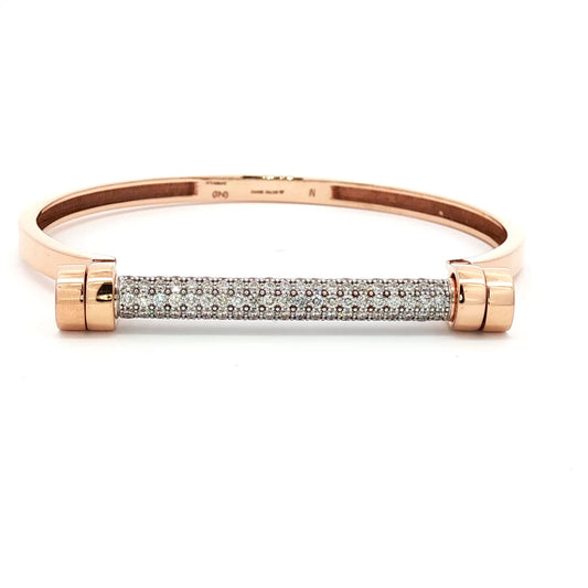 Diamond Bar Screw Bangle in 18Kt Rose Gold