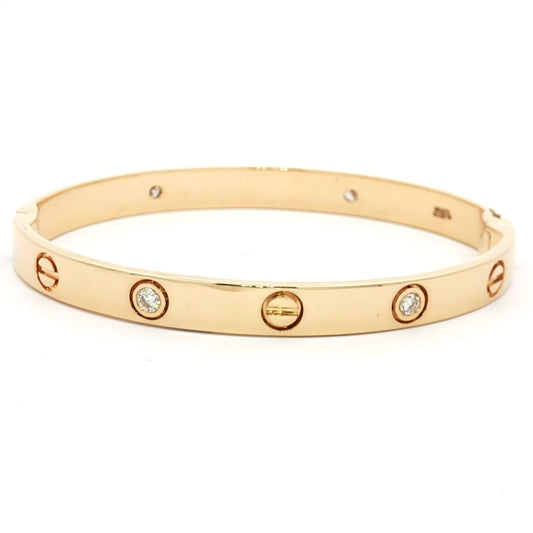 Diamond Screw Bangle in 18Kt Yellow Gold