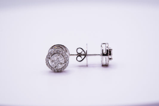 Diamond Stud Earrings in White Gold 18KT