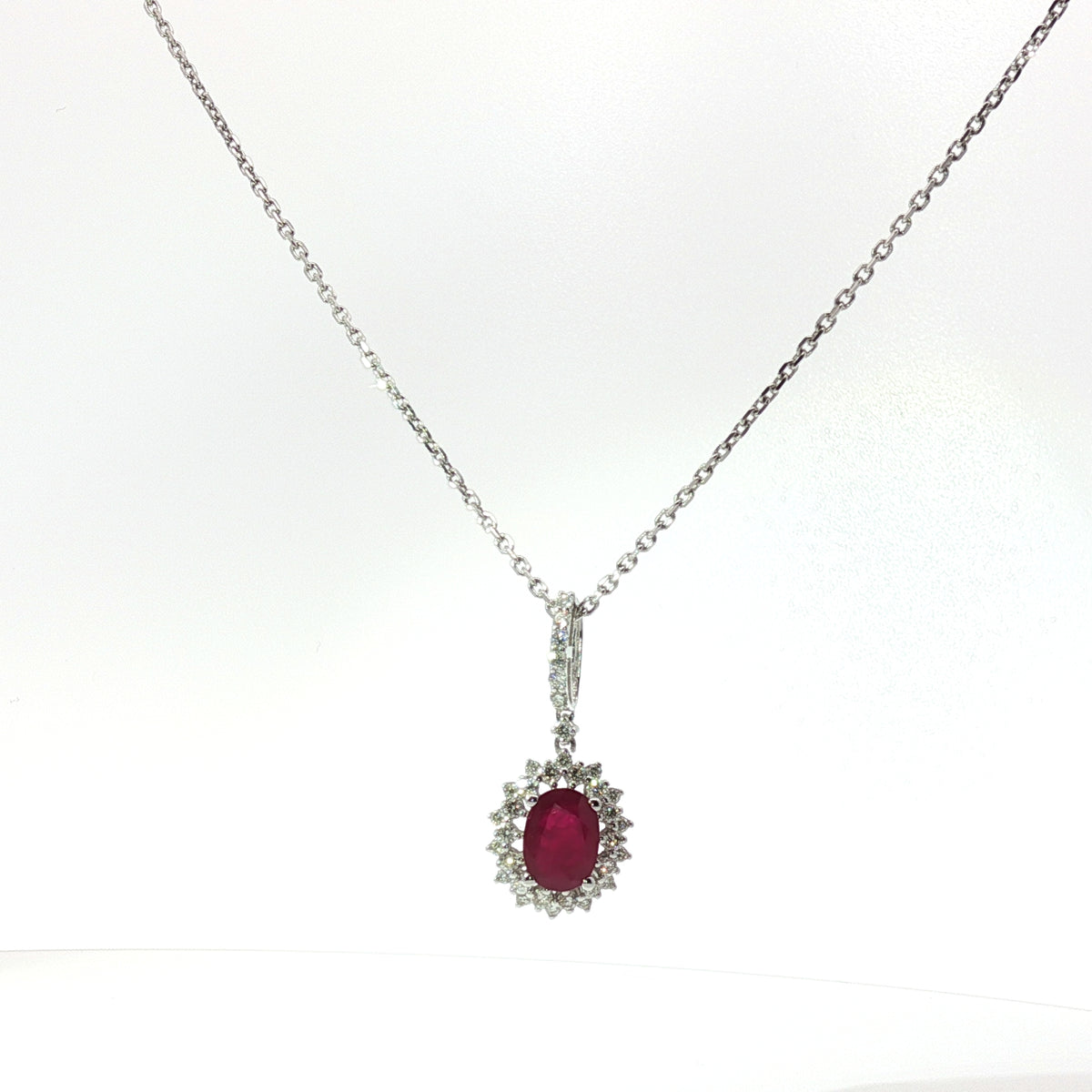 Diamond and Burmese Ruby Pendant Chain 18k
