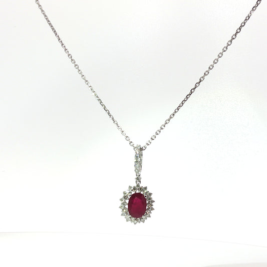 Diamond and Burmese Ruby Pendant Chain 18k