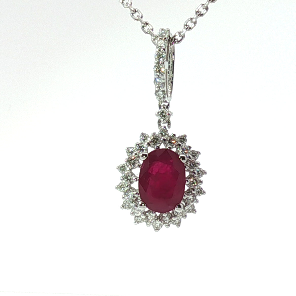 Diamond and Burmese Ruby Pendant Chain 18k