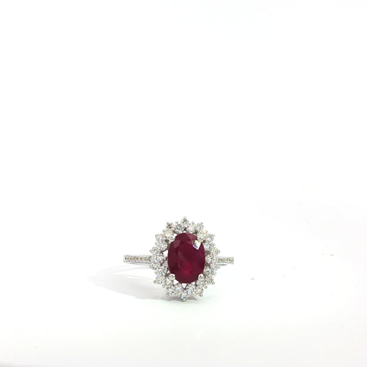 Diamond and Burmese Ruby Ring 18k