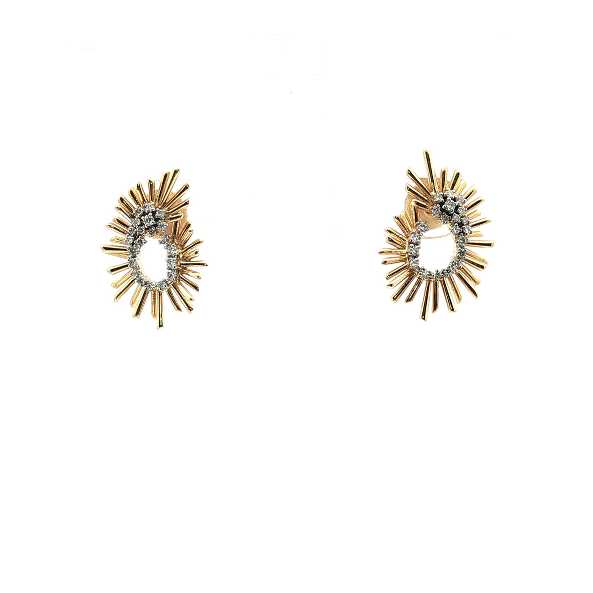 Diamond and Yellow Gold Spike Earrings 18k
