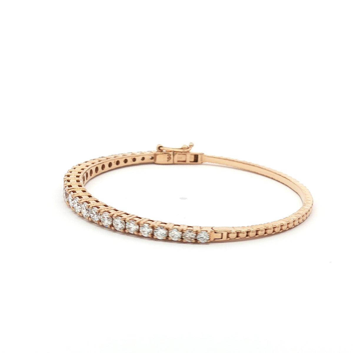 Elegant Rose Gold Half Tennis Bracelet with Round Brilliant Diamonds 18k