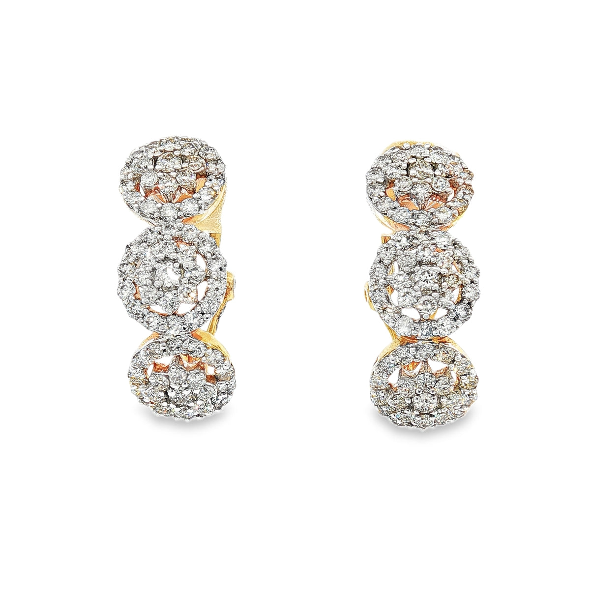 Floral Diamond Hoops with screw backs