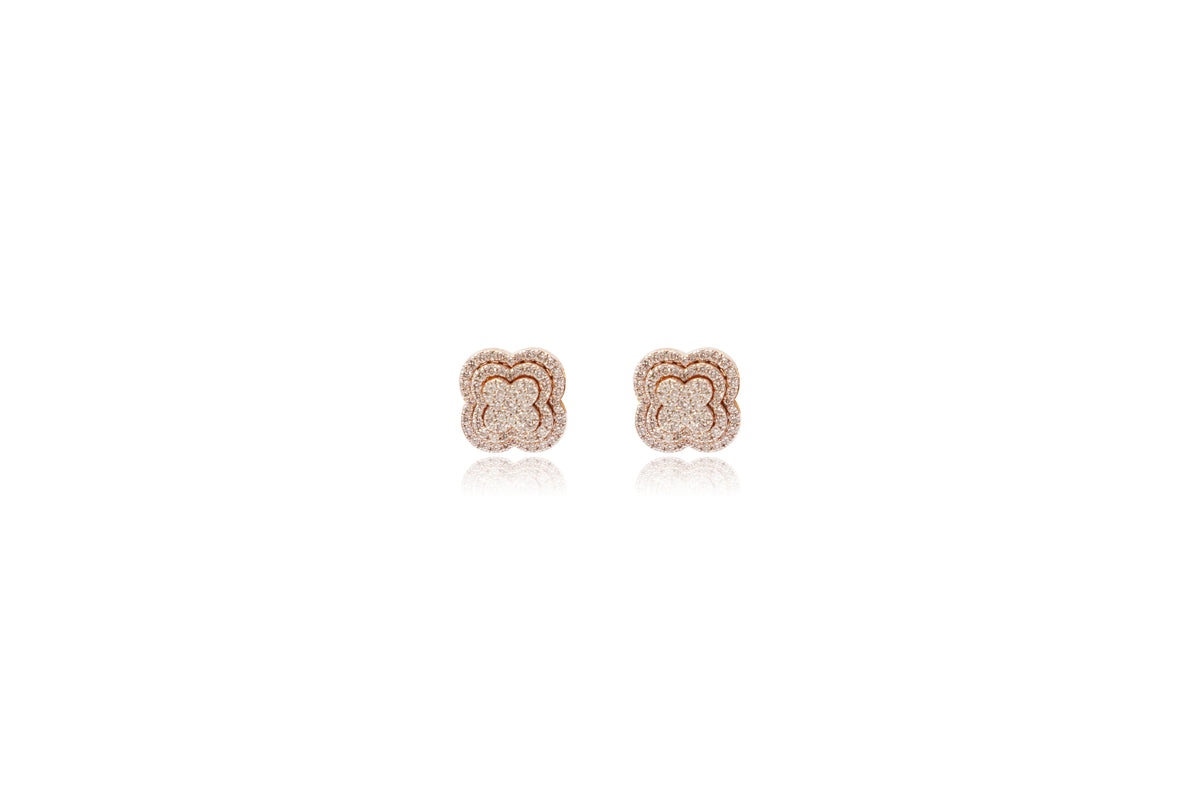 Floral Diamond Stud Earrings 18Kt