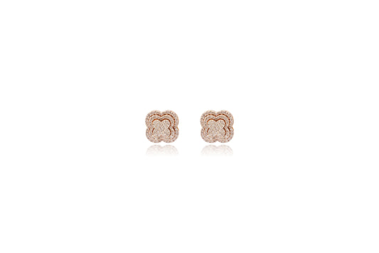 Floral Diamond Stud Earrings 18Kt