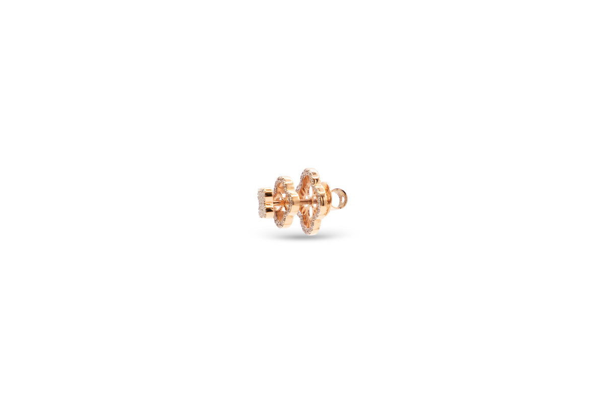 Floral Diamond Stud Earrings 18Kt