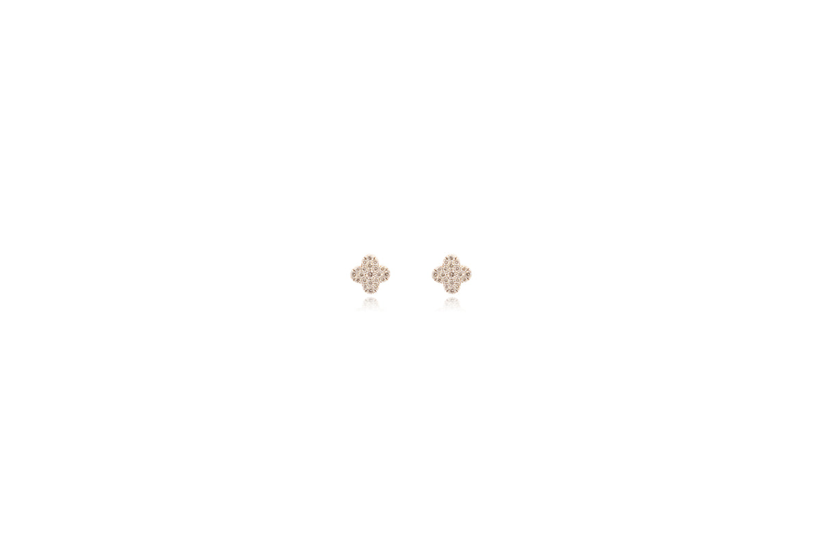 Floral Diamond Stud Earrings 18Kt