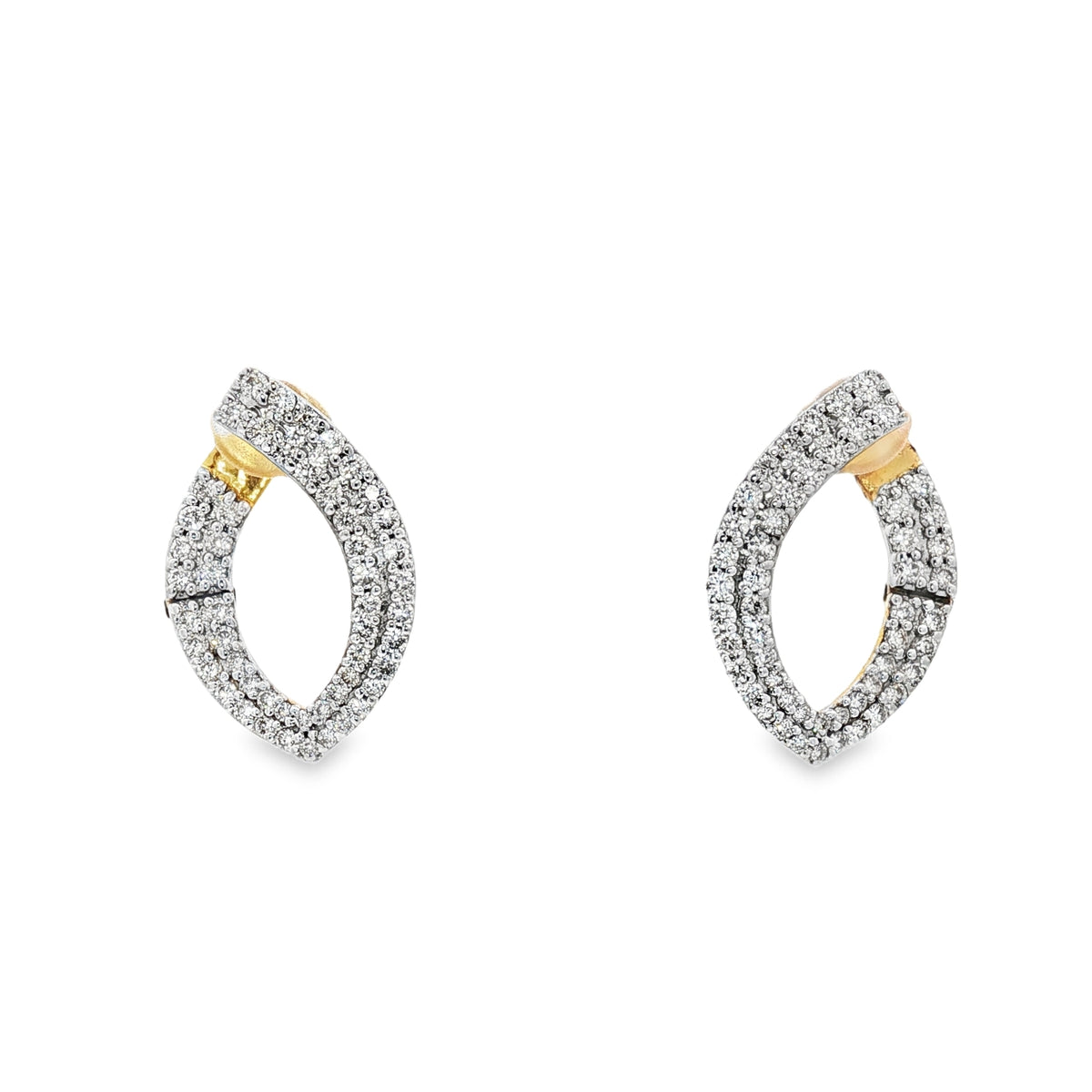 Front-Facing Pointed Diamond Hoop Earrings in 18Kt Yellow Gold