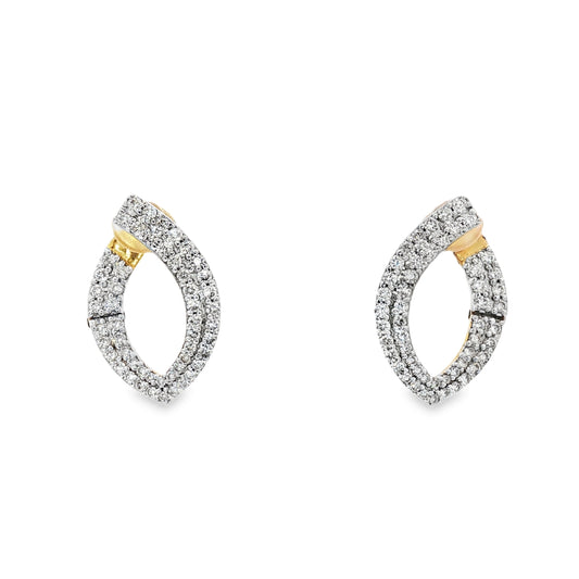 Front-Facing Pointed Diamond Hoop Earrings in 18Kt Yellow Gold