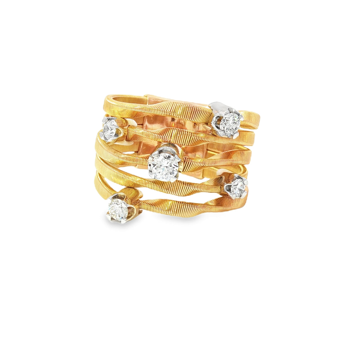 Gold Multiwire Ring with Brilliant Round Diamonds Ring 18KT