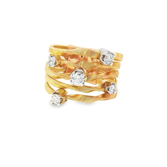 Gold Multiwire Ring with Brilliant Round Diamonds Ring 18KT