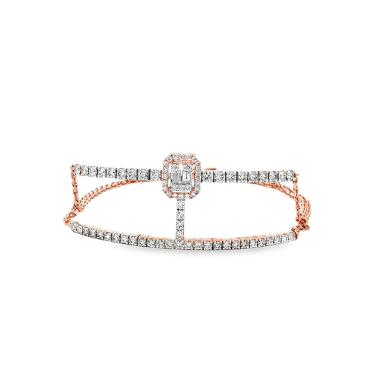 H-Shaped Diamond Bracelet in 18k Rose Gold