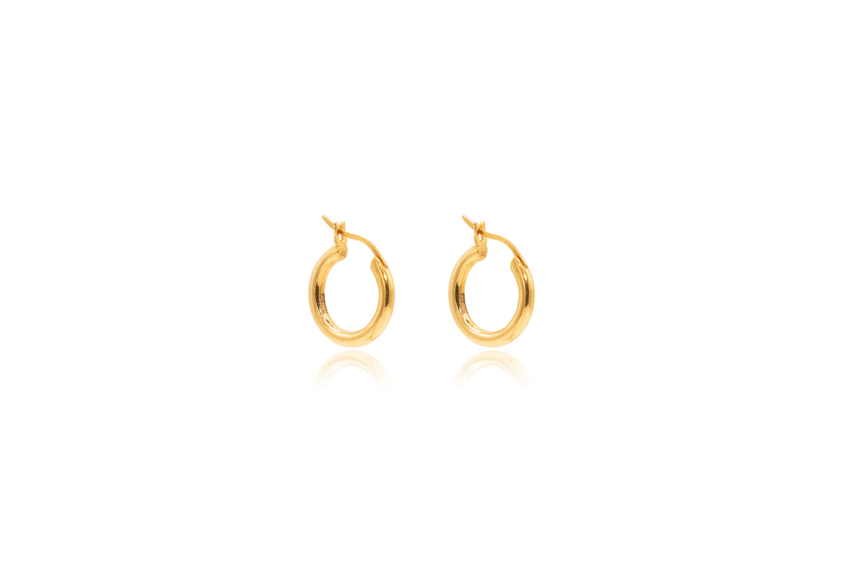 Heart Charm Hoop Earrings in 22Kt Yellow Gold