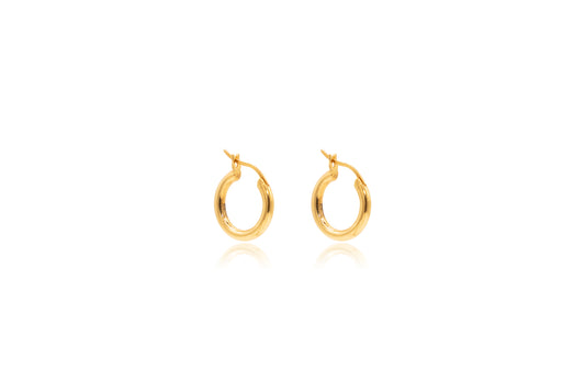 Heart Charm Hoop Earrings in 22Kt Yellow Gold