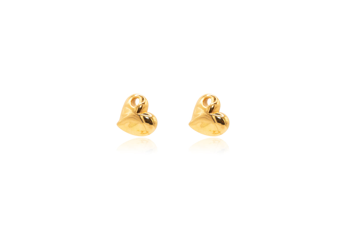 Heart Charm Hoop Earrings in 22Kt Yellow Gold