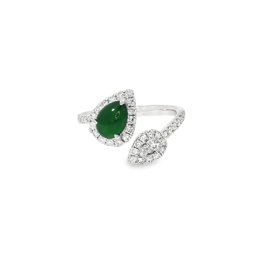 Jade & Diamond Toi Et Moi Ring 18K