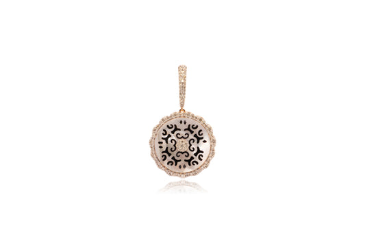 MOP and Diamond Medallion Earrings 18Kt