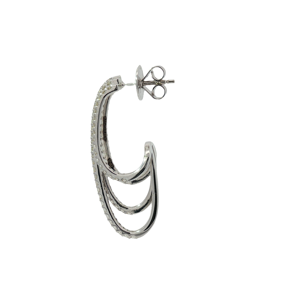 Multi Row Half Hoop Long Diamond Earrings in White Gold 8Kt