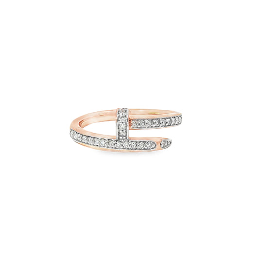 Nail Ring with Diamonds in Rose gold 18k