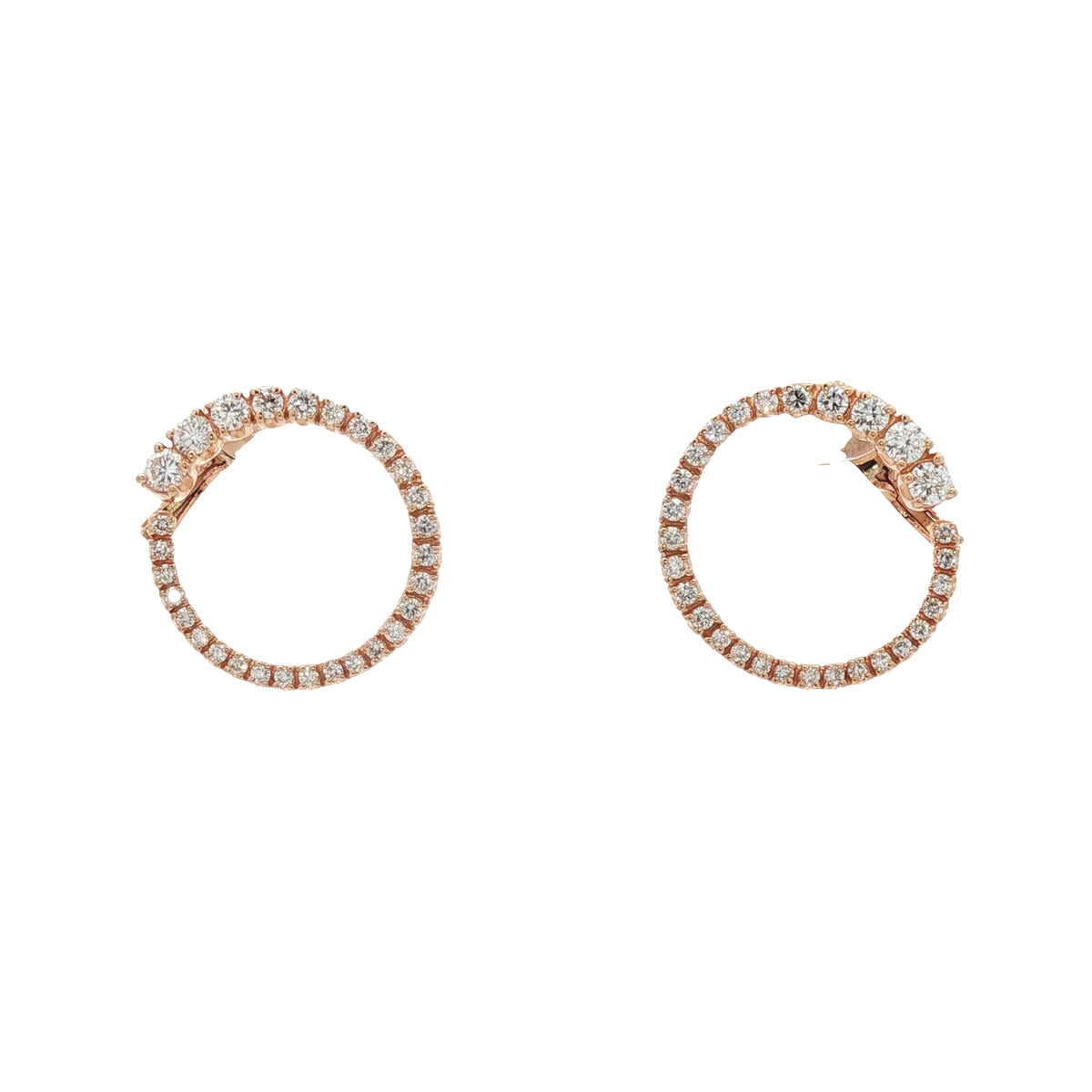 Open Circle Diamond Earrings in 18k Rose gold