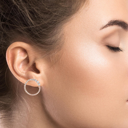 Open Circle Diamond Earrings in 18k Rose gold