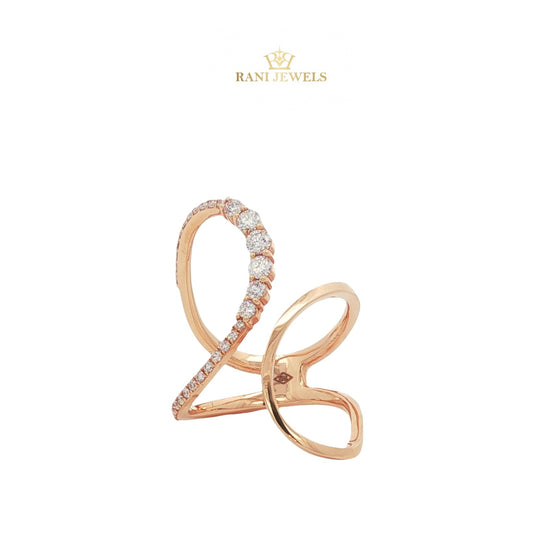 Open Face Cocktail Ring with Round Brilliant Diamonds in Rose Gold 18KT