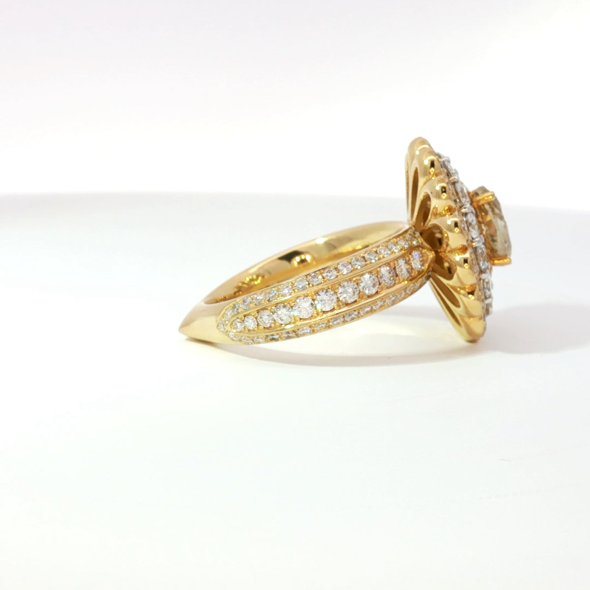 Oval Brilliant Cut 1.01ct Yellow Diamond Heirloom Ring 18KT