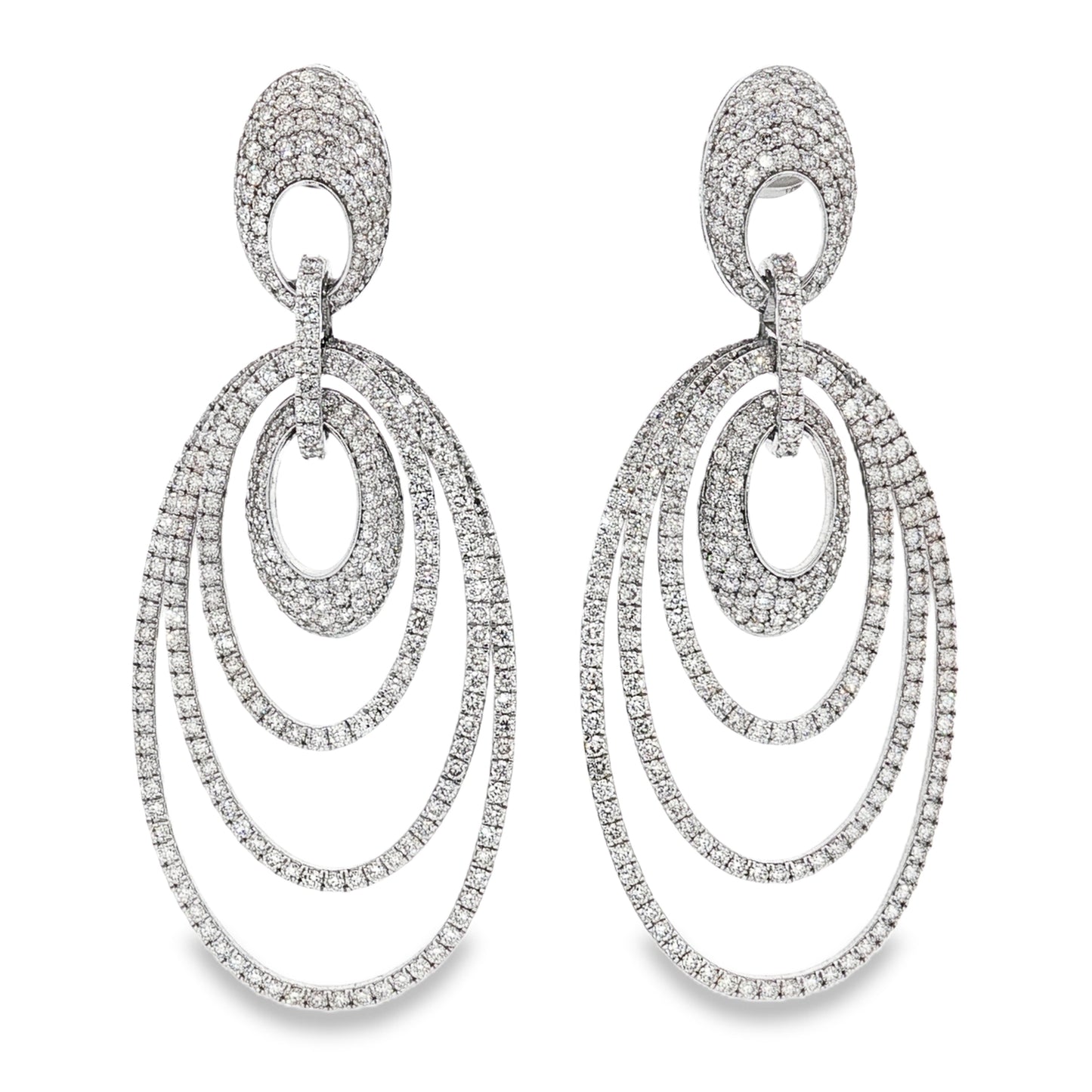 Oval Diamond Dangle Earrings in 14Kt White Gold