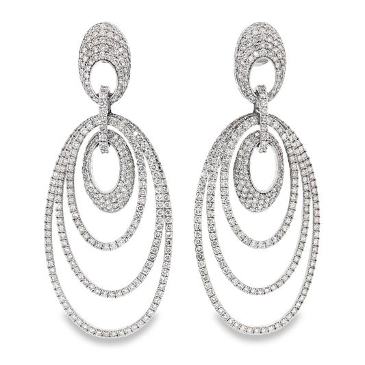 Oval Diamond Dangle Earrings in 14Kt White Gold