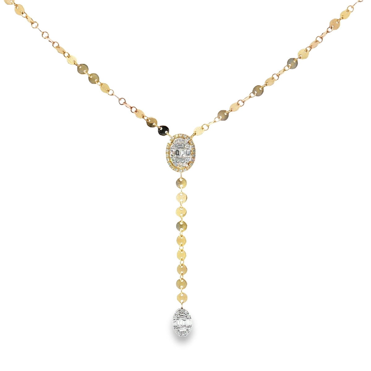 Oval Diamond Drop Necklace 18KT